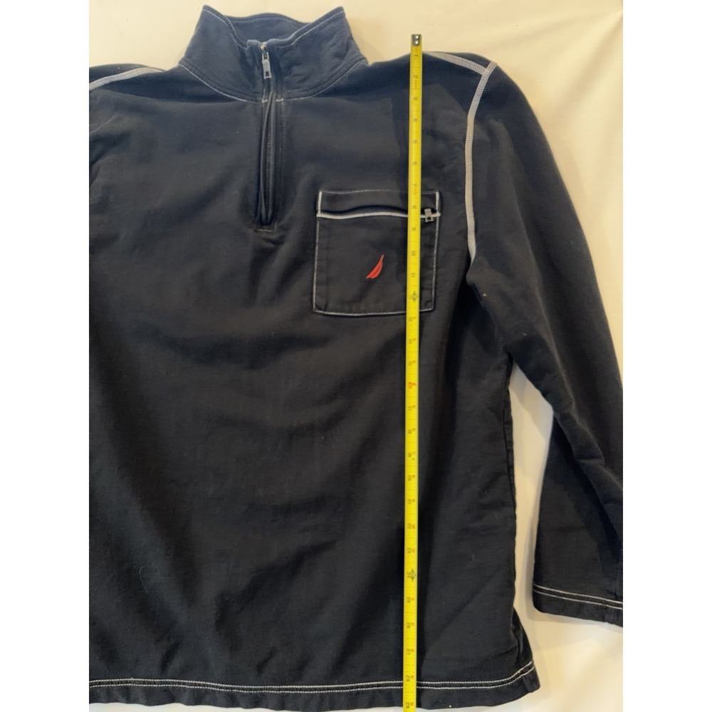 Nautica Quarter Zip Pullover Sweatshirt Men's XL Black Chest Pocket Logo - Picture 9 of 10